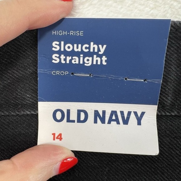 Old Navy Size 14 Jeans High Rise Slouchy Straight Cropped Distressed Women's - Picture 11 of 16